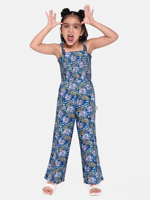 

Yuvraah Girls Blue Printed Basic Jumpsuit