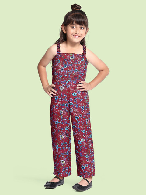 

Yuvraah Girls Red & Blue Printed Basic Jumpsuit