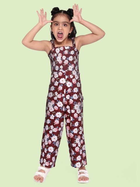 

Yuvraah Girls Red & White Floral Printed Basic Jumpsuit