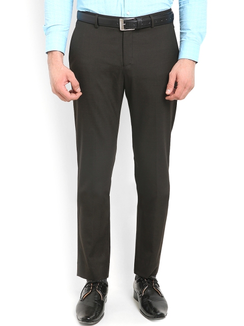 

Blackberrys Men Brown Solid Ultra Slim Fit Formal Trousers