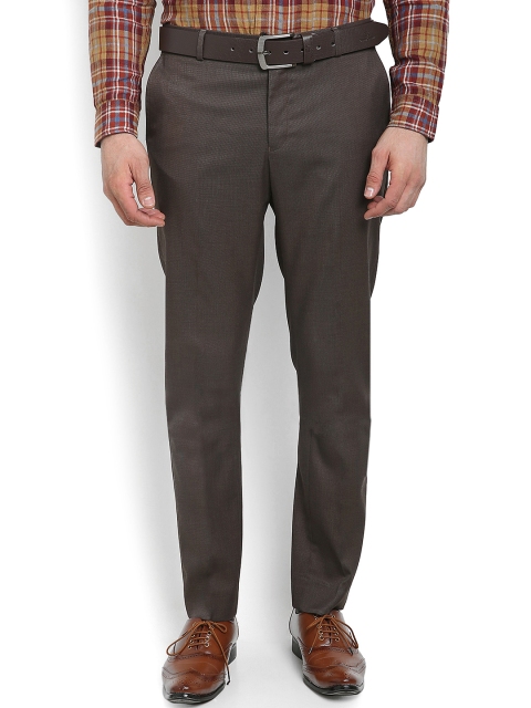 

Blackberrys Men Brown Solid Ultra Slim Fit Formal Trousers