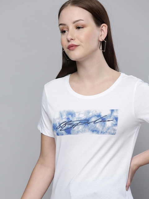 

883 Police Women White Printed Cotton T-shirt
