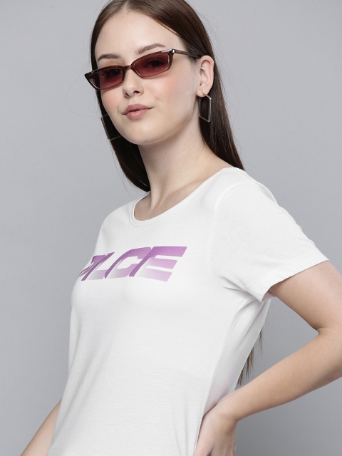 

883 Police Women White Brand Logo Printed Cotton T-shirt