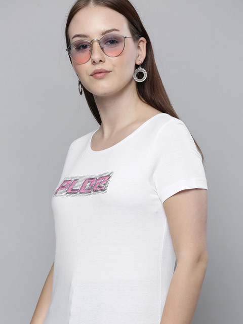 

883 Police Women White Brand Logo Cotton T-shirt