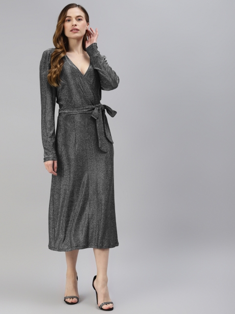 

Marks & Spencer Silver-Toned Midi Wrap Dress