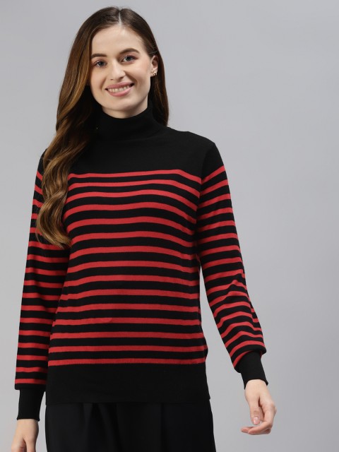 

Marks & Spencer Women Black & Red Striped Pullover