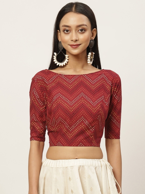 

Studio Shringaar Women Red Solid Pure Cotton Saree Blouse