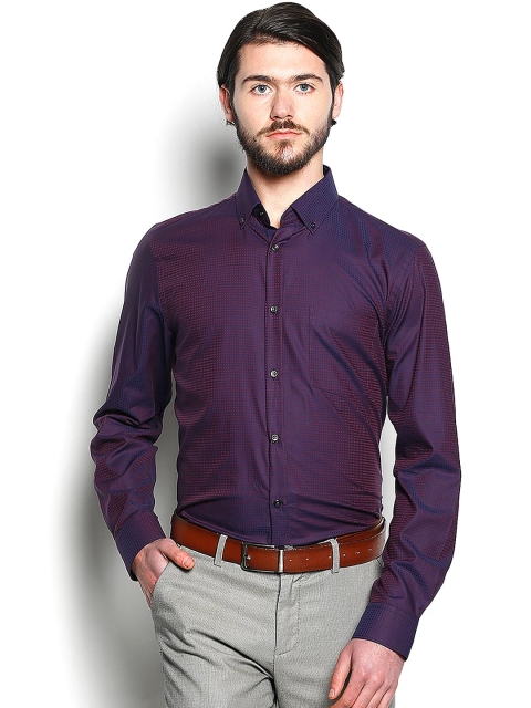 

Blackberrys Men Purple Slim Fit Self-Design Formal Shirt
