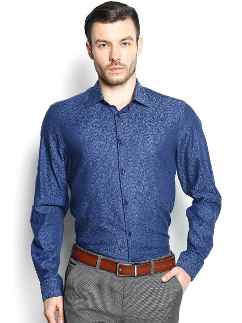 

Blackberrys Men Blue Slim Fit Self-Design Party Shirt