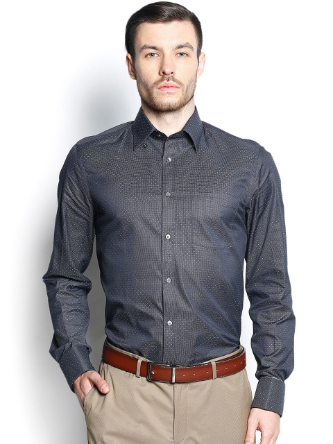 

Blackberrys Men Navy Slim Fit Self-Design Party Shirt, Navy blue