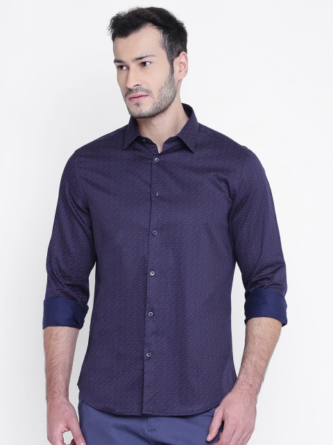 

Blackberrys Men Navy Slim Fit Printed Formal Shirt, Navy blue