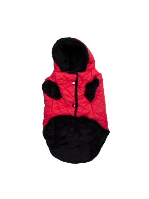 

Lulala Red & Black Hooded Quilted Dog Jacket