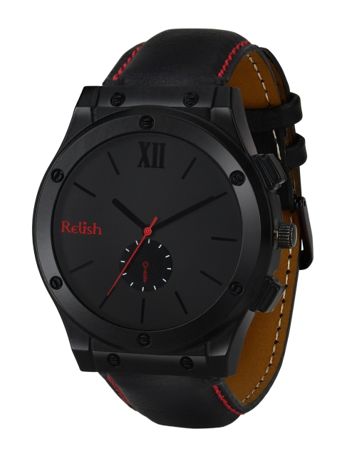 

Relish Men Black Dial & Black Straps Analogue Watch RE-BB1059_D