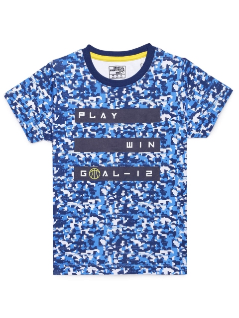 

UNDER FOURTEEN ONLY Boys Blue & White Printed Cotton T-shirt