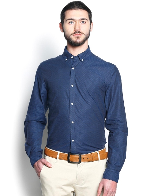 

Blackberrys Men Navy Blue Slim Fit Self-Design Formal Shirt