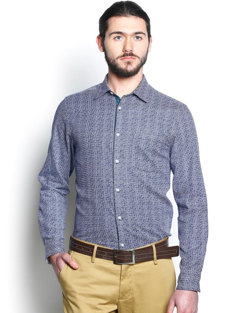

Blackberrys Men Blue Slim Fit Self-Design Casual Shirt