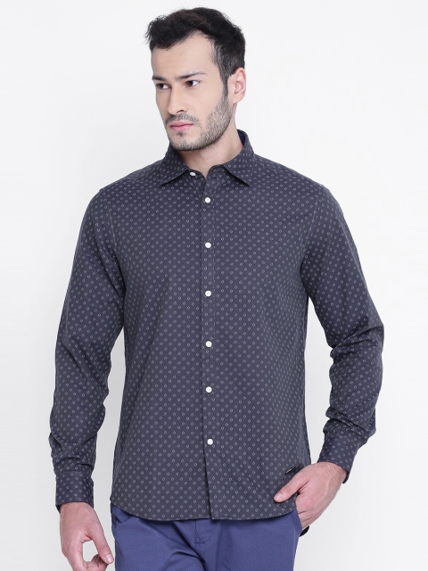 

Blackberrys Men Grey Slim Fit Printed Casual Shirt