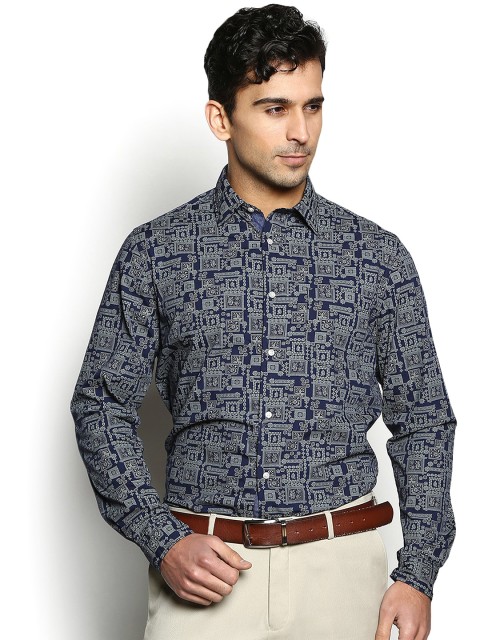 

Blackberrys Men Navy Slim Fit Printed Casual Shirt, Navy blue