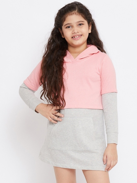 

Stylo Bug Girls Peach Colourblocked A-Line Mini Dress
