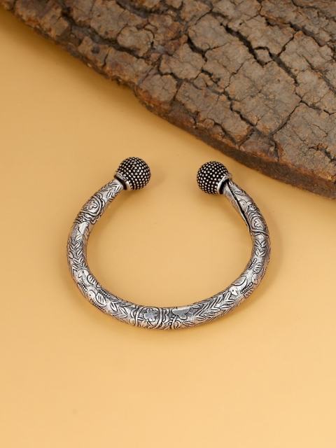 

VIRAASI Women Silver-Toned Brass Oxidised Kada Bracelet