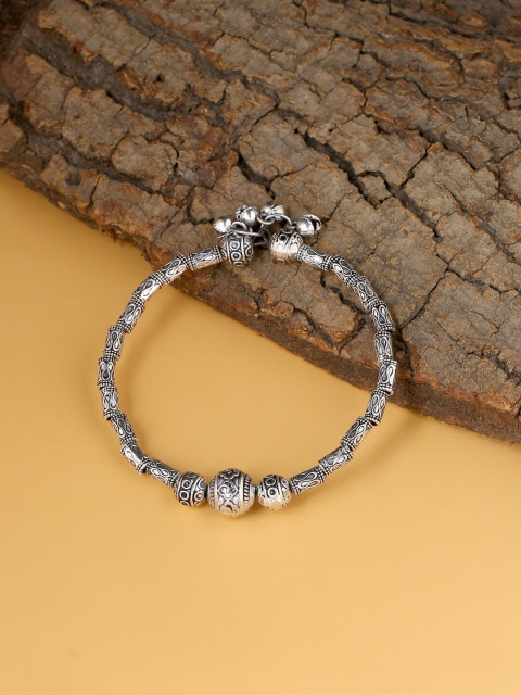 

VIRAASI Women Silver-Toned Brass Oxidised Charm Bracelet