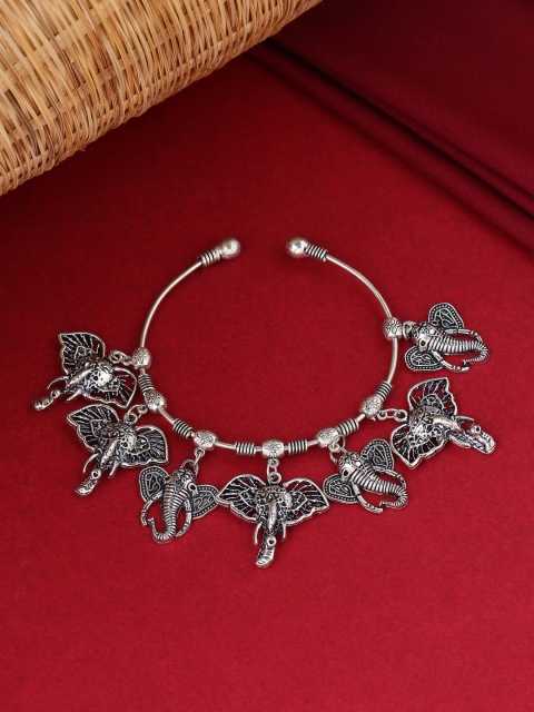 

VIRAASI Women Silver-Toned Brass Oxidised Charm Bracelet