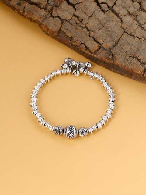

VIRAASI Women Silver-Toned Brass Oxidised Charm Bracelet