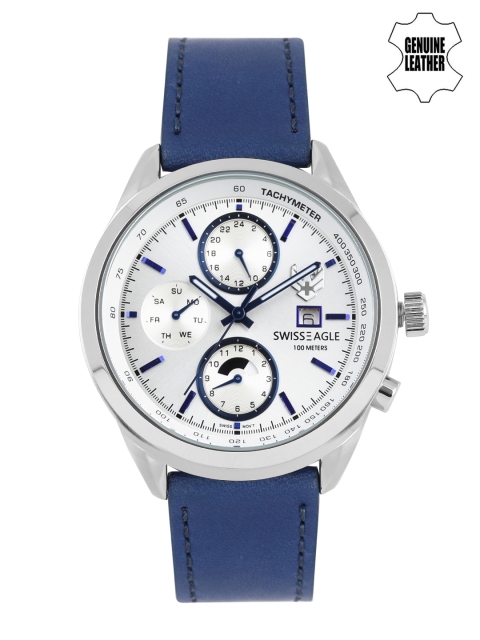 

Swiss Eagle Men White Chronograph Watch SE-9093LS-SS-03