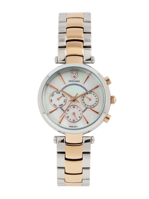 

Swiss Eagle Pearly White Dial Multifunction Watch SE-9097B-TTRG-03