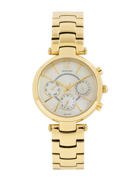 

Swiss Eagle Women White Dial Multifunction Analogue Watch SE-9097B-YG-09