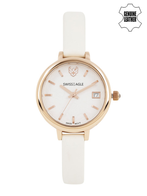 

Swiss Eagle Women White Printed Dial Watch SE-9098LS-RG-03