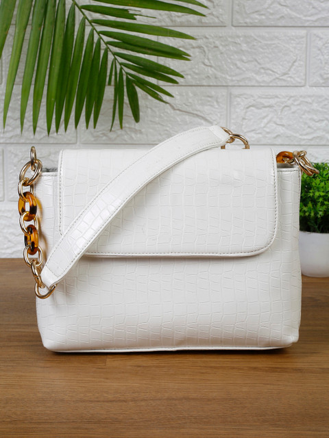 

Apsis Women White Croc Textured Handheld Bag
