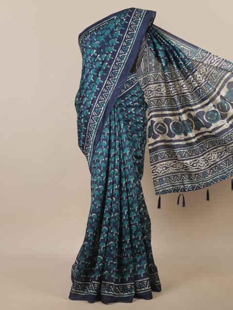 

Pothys Blue & Cream-Coloured Saree