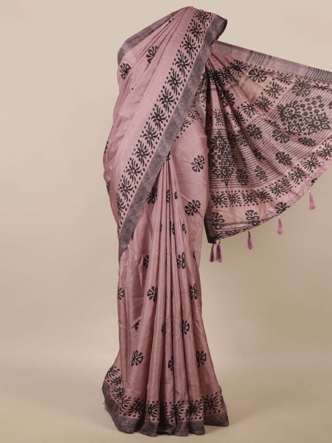 

Pothys Purple & Black Ethnic Motifs Printed Cotton Blend Saree