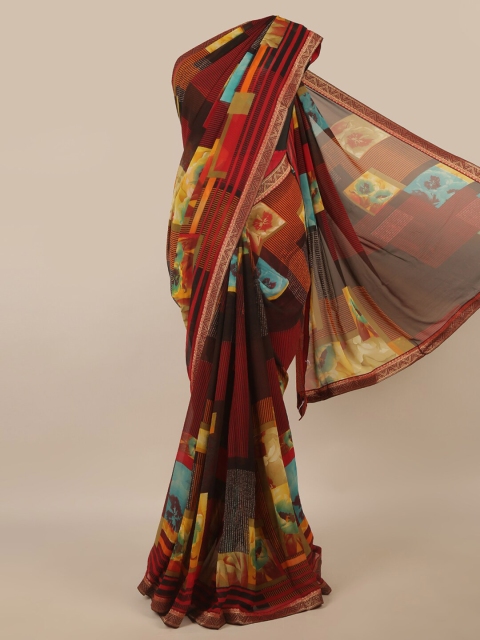 

Pothys Brown & Yellow Floral Saree