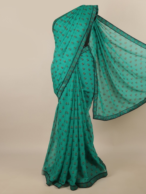 

Pothys Green & Black Floral Saree