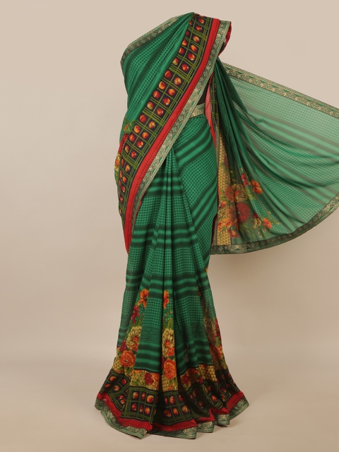 

Pothys Green & Red Floral Printed Saree
