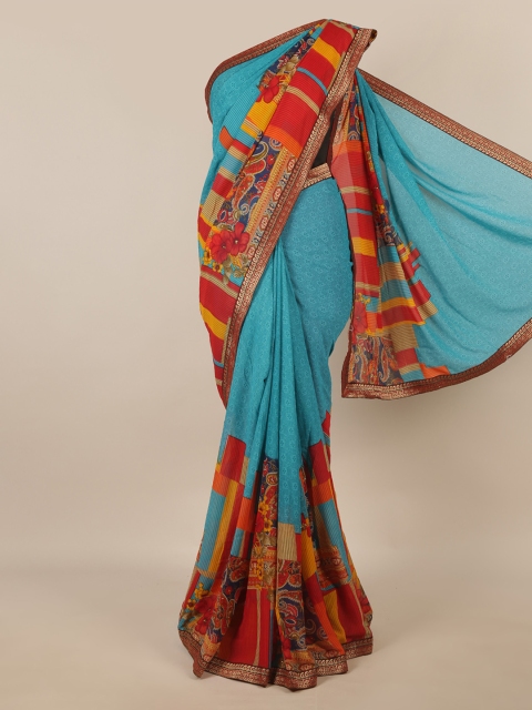 

Pothys Blue & Yellow Abstract Printed Saree