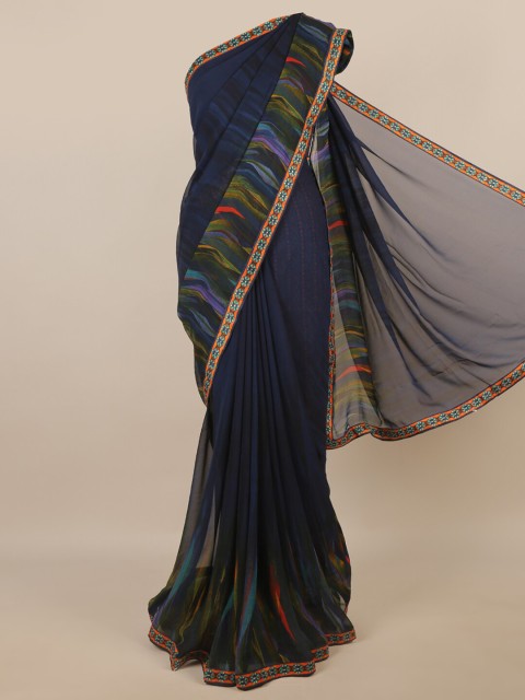 

Pothys Blue & Green Ethnic Motifs Patchwork Saree