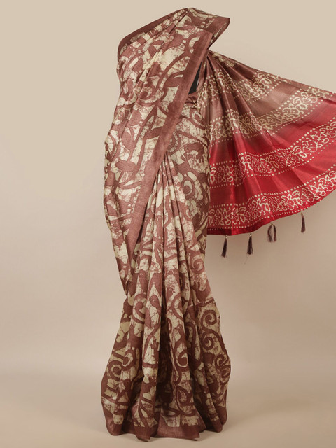 

Pothys Cream-Coloured & Brown Woven Design Saree