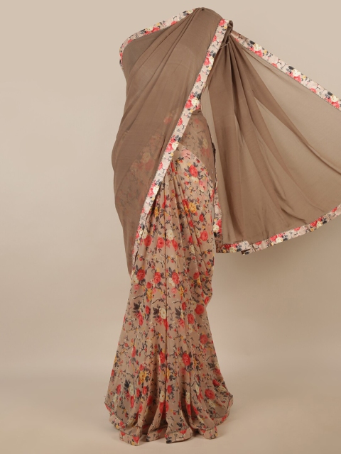 

Pothys Grey & Orange Floral Saree