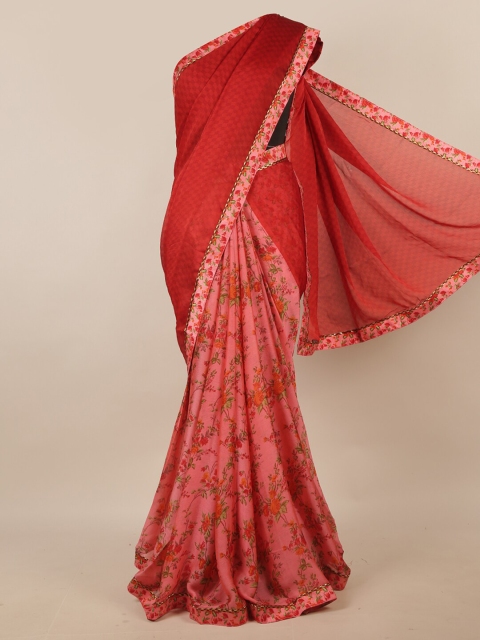 

Pothys Red & Pink Floral Printed Saree