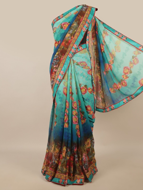 

Pothys Green & Red Floral Printed Saree