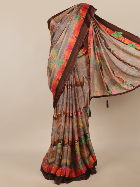 

Pothys Brown & Green Floral Saree