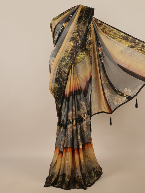 

Pothys Grey & Yellow Floral Saree