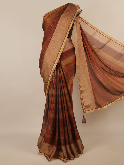 

Pothys Brown & Gold-Toned Embellished Sequinned Saree