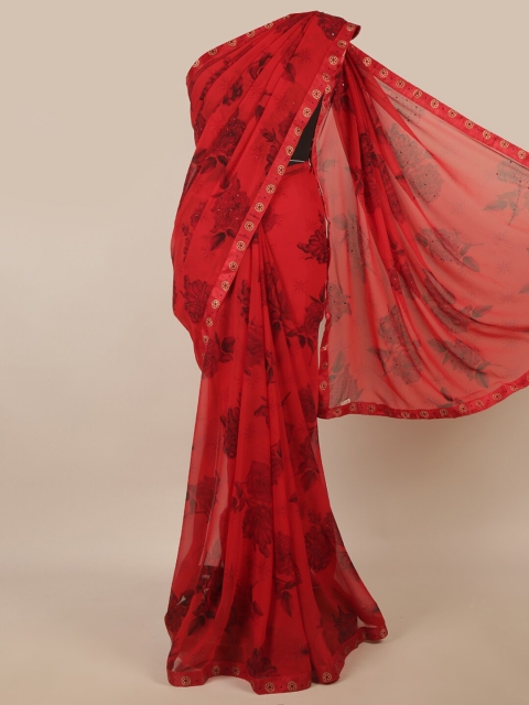 

Pothys Maroon & Black Floral Patchwork Saree