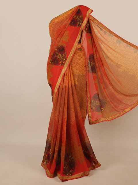 

Pothys Mustard & Black Floral Printed Saree