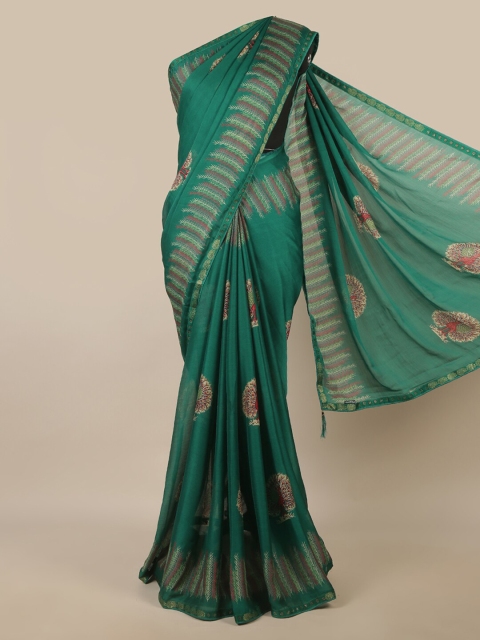 

Pothys Green & Beige Ethnic Motifs Saree