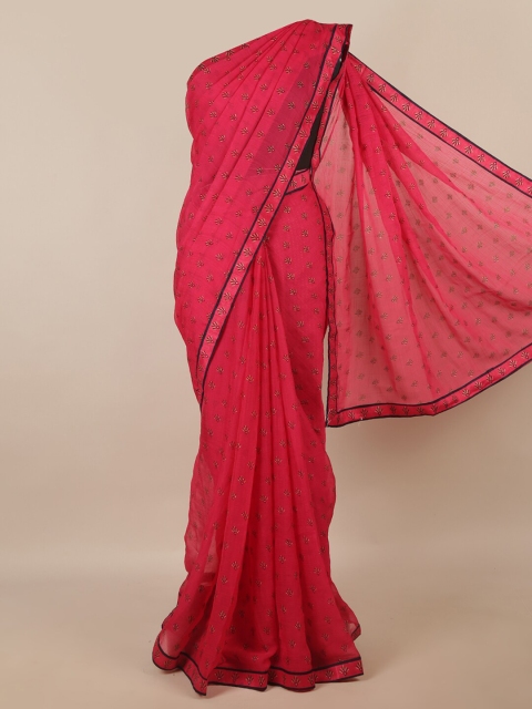 

Pothys Pink & Black Floral Saree